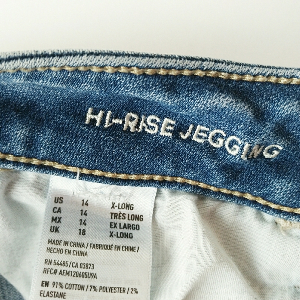 AEO High Rise Long Distressed Ripped Jegging Jeans - Picture 7 of 10